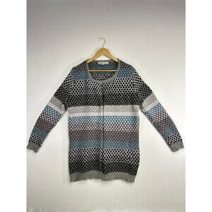 Absolutely Famous Long Sleeve Cardigan - Casual Chic Geometric Pattern, Size L